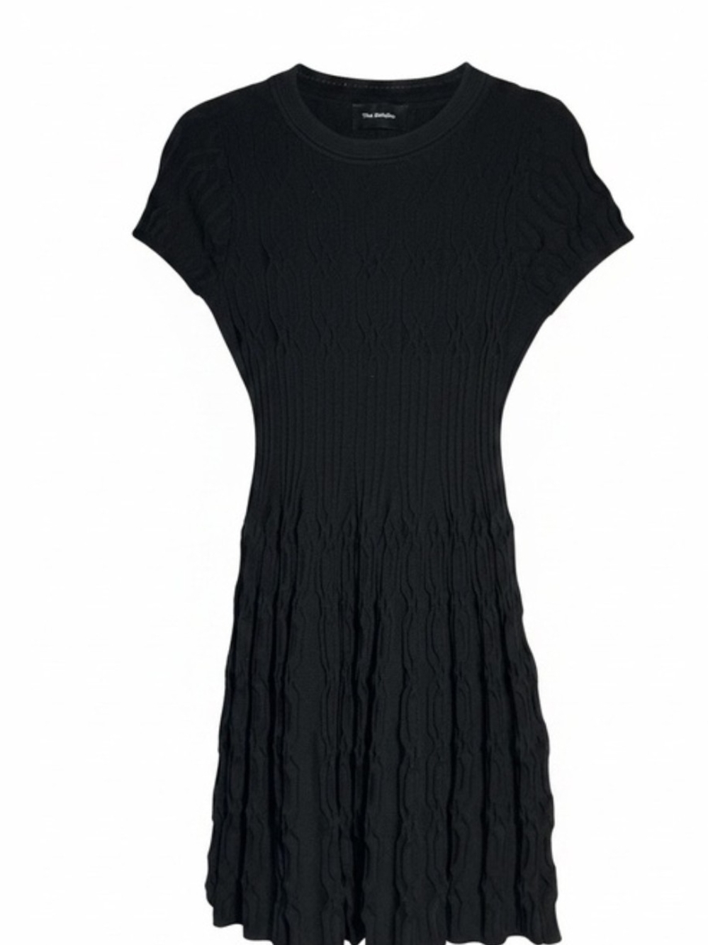 The Kooples Black Ribbed Fit-and-Flare Knit Dress